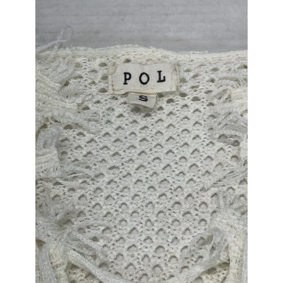 POL‎ Womens Small Oversized Distressed Sweater White Light Blue Ombre Tie Neck - Picture 7 of 8